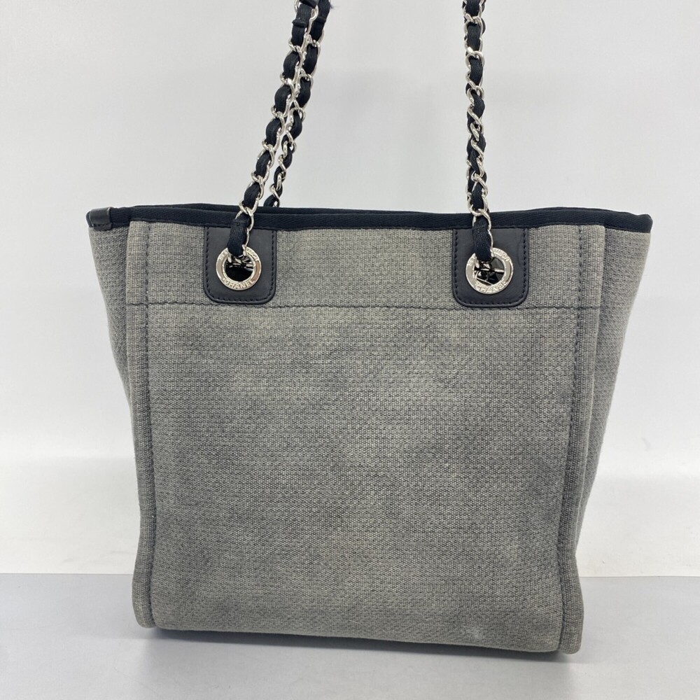 CHANEL Gray Canvas Deauville Tote Bag - Picture 12 of 12